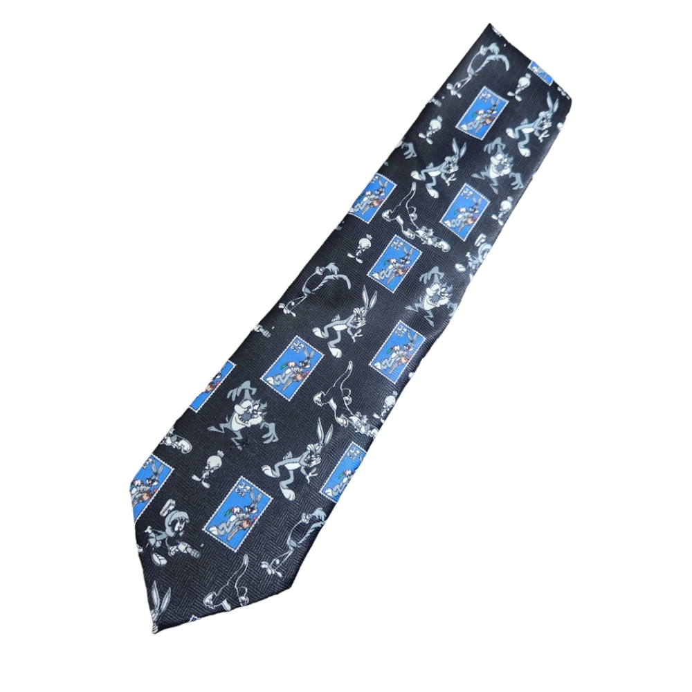 Vintage 1997 Looney Tunes Stamp Collection USPS Bugs Bunny Neck Tie